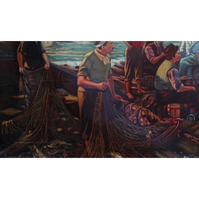 Lenin & Fishermen, Antique Soviet Oil Painting, 1960s Ukrainian Art 133-228 For Sale - Image 4 of 6