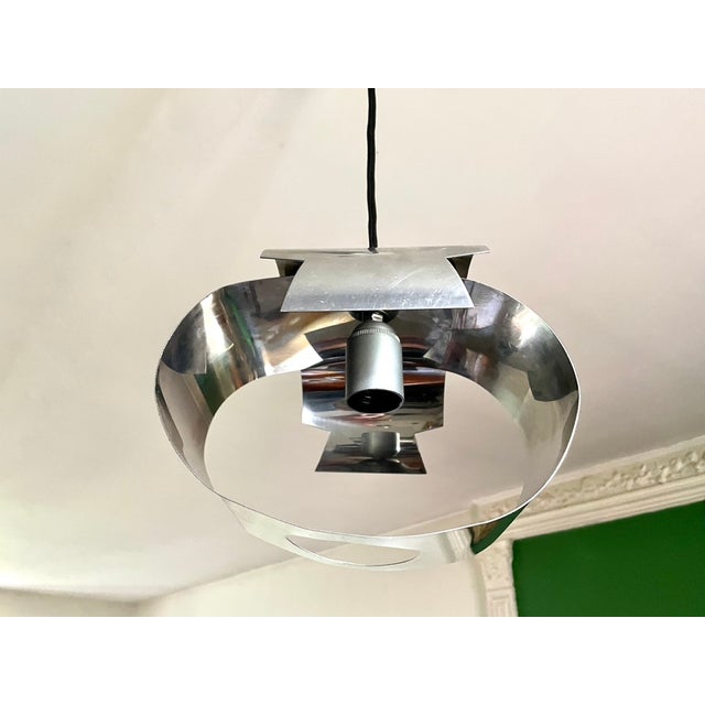 Vintage Chrome and Metal Pendant Light, 1970 For Sale - Image 11 of 11