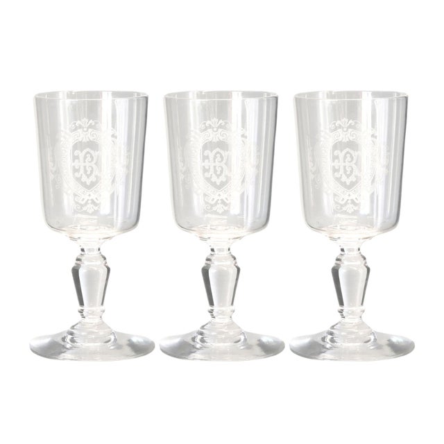Beaux-Arts Antique French ‘B’ Monogram Stemware, Set of 8 For Sale - Image 3 of 3