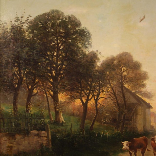 French Artist, Landscape, 1899, Oil on Canvas For Sale - Image 4 of 16