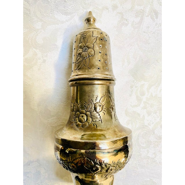 Circa 1880’s Silver Plated Blown Out Flowers Muffineer For Sale - Image 6 of 10