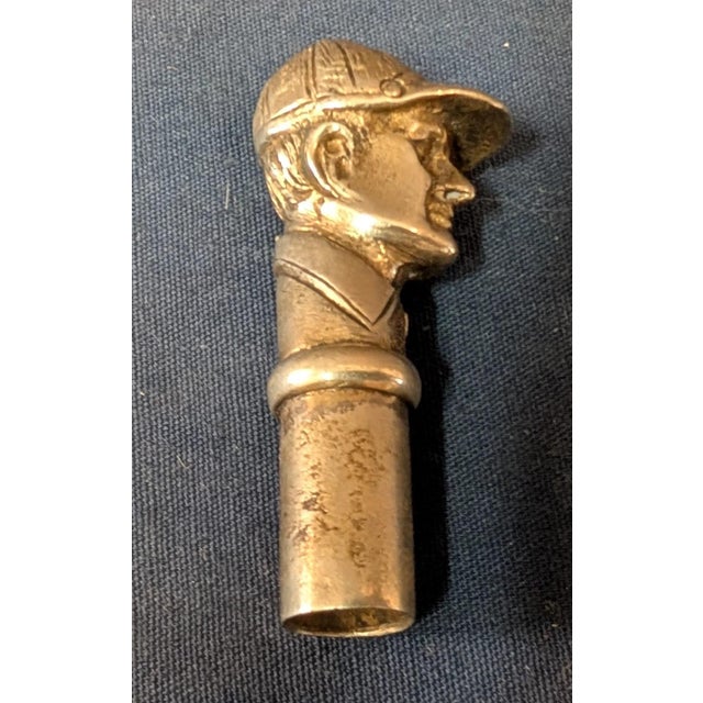This unique vintage early 1900’s silver curiosity item is the head of a jockey, designed in 900 silver. It depicts the...