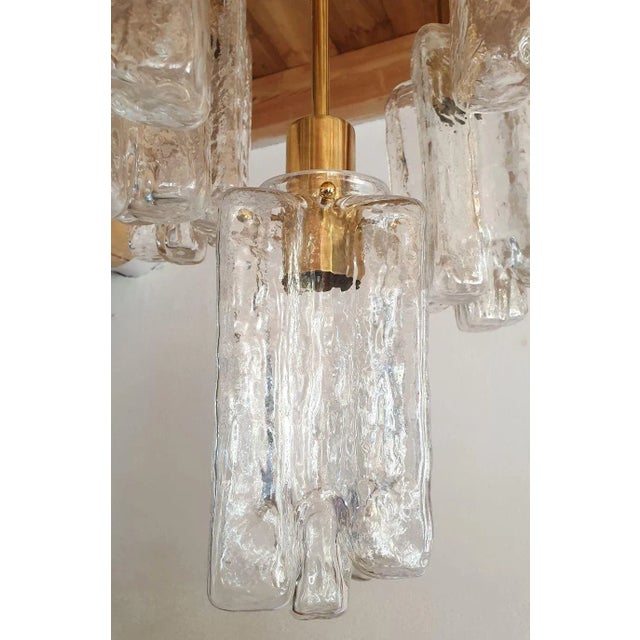 Transparent Murano Glass and Brass Chandelier, Kalmar 1960s For Sale - Image 8 of 10