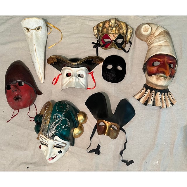 Create an unusual and festive display with 8 Venetian Carnival Masks. 7 authentic paper maché (no plastic) masks and 1...