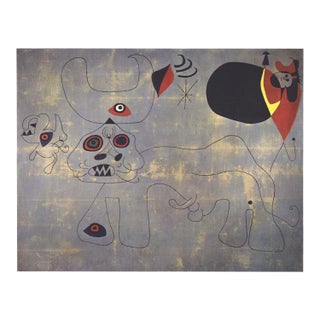 1974 Joan Miro 'The Bullfight' Surrealism Black,Red,Gray Offset Lithograph For Sale