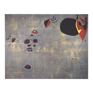 1974 Joan Miro 'The Bullfight' Surrealism Black,Red,Gray Offset Lithograph