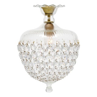 French Antique, Baccarat Crystal and Brass Pendant Chandelier, Circa 1920 For Sale