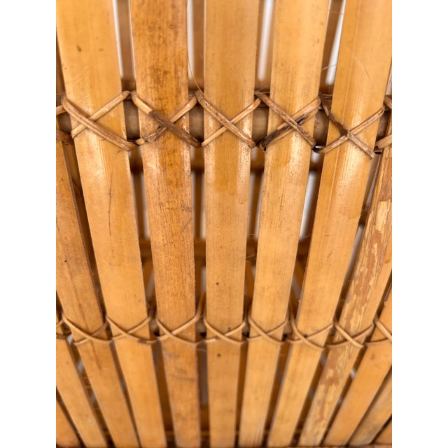 Vintage Split Reed Rattan & Bamboo Planter or Basket For Sale - Image 4 of 10