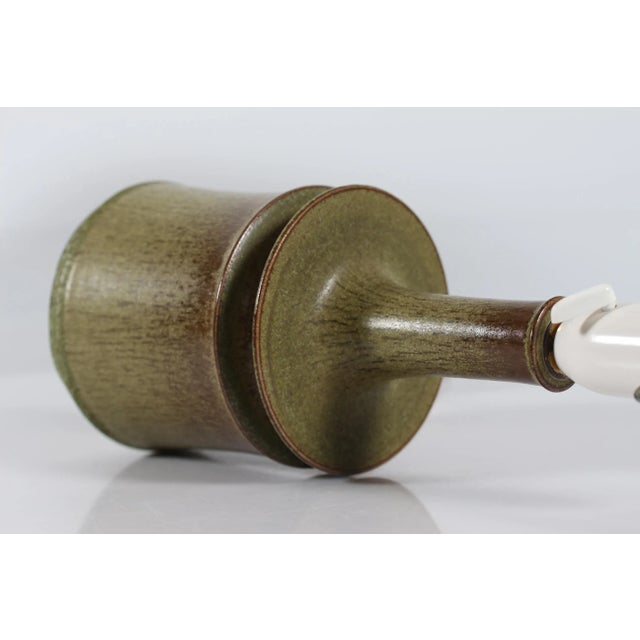 Modern Danish Green Brown Glaze Ceramic Table Lamp from Kähler Studio, 1960s For Sale - Image 4 of 11