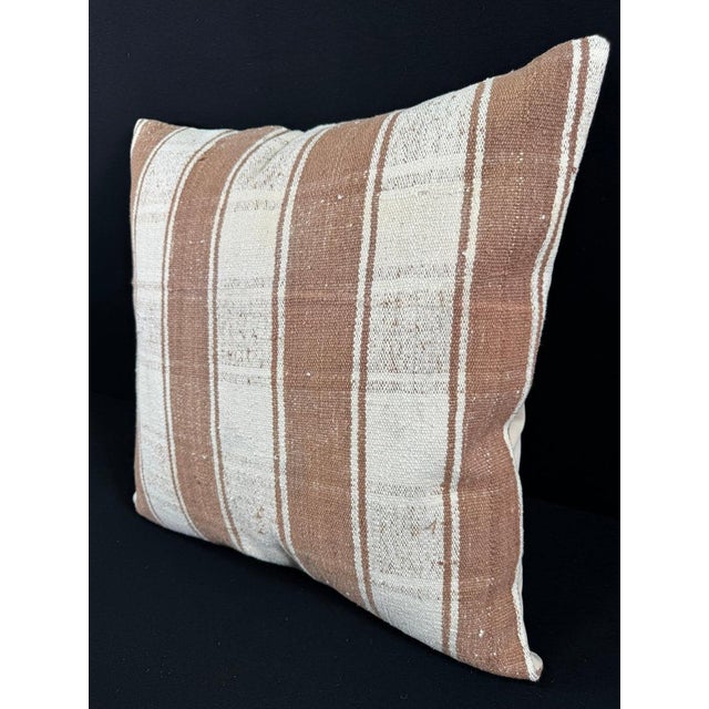 Turkish Hemp Pillow Cushion Natural Beige Brown Pillow Cushion Cover 24x24 For Sale - Image 4 of 4