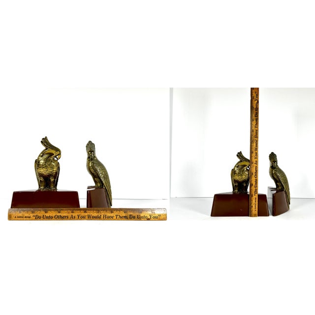 Art Deco Parrot Bookends: Jennings Brothers JB 287, Gold Gilt For Sale - Image 10 of 10