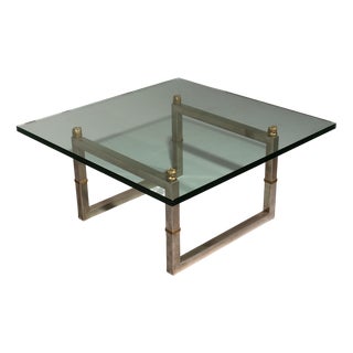 Model Biri T29 Coffee Table with Stainless Steel Frame by Peter Ghyczy, 1986 For Sale