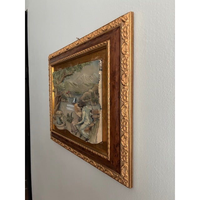 Contemporary Vintage Italian 3d Relief Capodimonte Ceramic Sculpture For Sale - Image 3 of 9