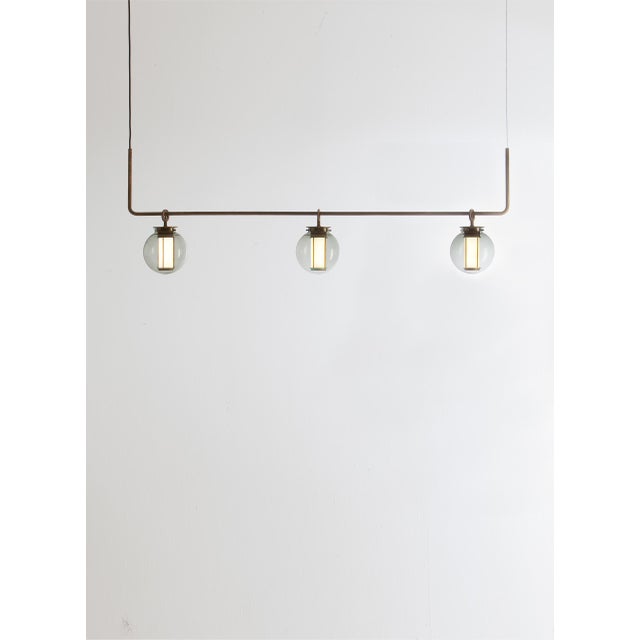 Metal Bronze and Transparent Glass Bai T Di Di Pendant Lamp by Parachilna For Sale - Image 7 of 9