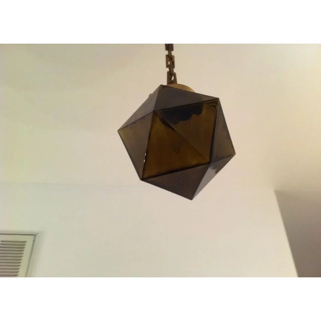 1960s Pair of 1960s Smoked Glass and Brass Pendants For Sale - Image 5 of 5