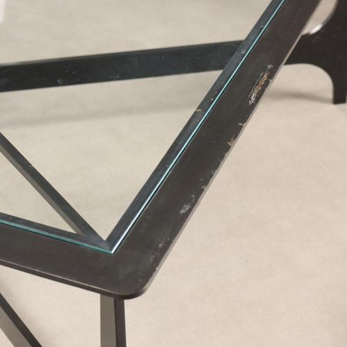 Small Italian Table in Black Lacquered Iron and Glass For Sale - Image 4 of 9