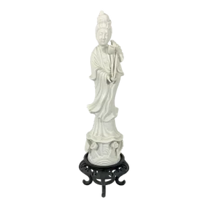 Vintage Chinese 'Blanc De Chine' White Porcelain Figure of the Deity Guan Yin (Kwan Yin) 14"