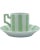 Ceramic Vintage Bonwit Teller Green & White Stripe Porcelain Demitasse Cup & Saucer For Sale - Image 7 of 12