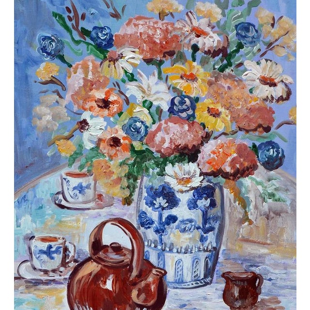 Flower Vase & Teapot Still Life Painting Chairish