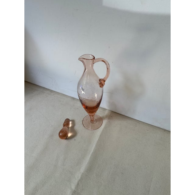 Glass 1970s Pink Depression Glass Petite Decanter For Sale - Image 7 of 7