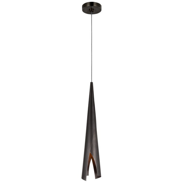 Modern Kelly Wearstler for Visual Comfort Signature Piel Small Wrapped Pendant in Bronze For Sale - Image 3 of 4