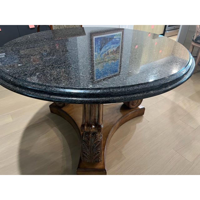 Wood Gorgeous Harp Dining Table Base With Granite Top Attributed to Kreiss For Sale - Image 7 of 11