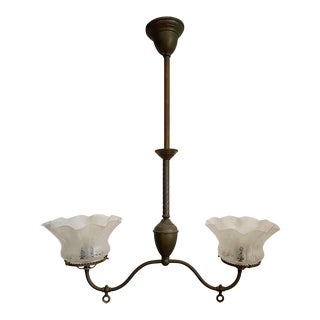 Mid 19th Century Victorian Brass Gas Ceiling Light For Sale