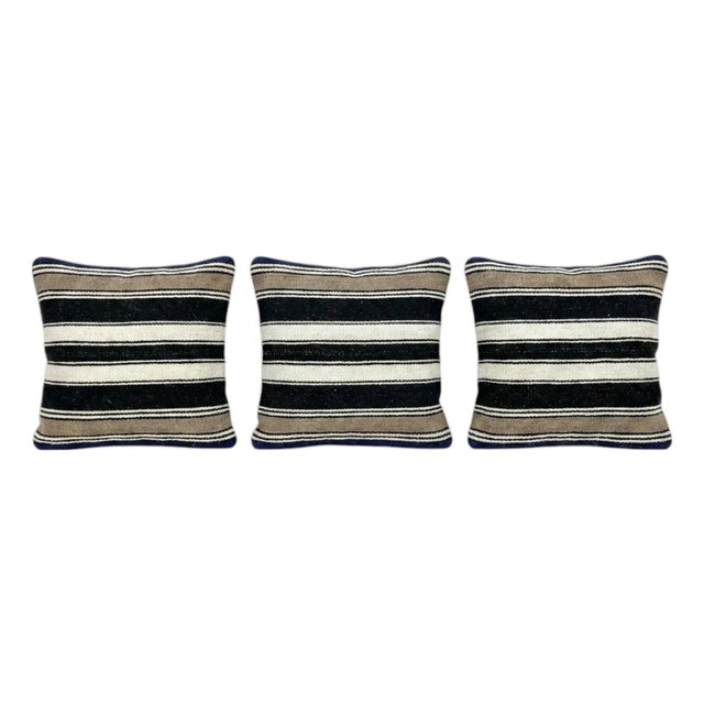 Turkish Oushak Kilim Pillow Cover 16'' X 16'' - Set of Three For Sale
