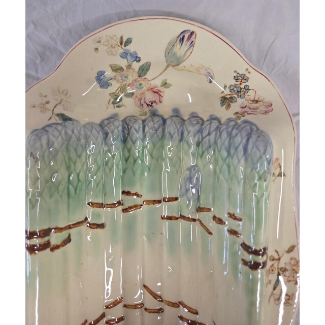 Longchamp Antique Circa 1900 French Longchamp Majolica Asparagus Serving Platter For Sale - Image 4 of 13