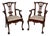 Pair Antique Chippendale Revival Carved Mahogany Ball & Claw Arm Chairs For Sale