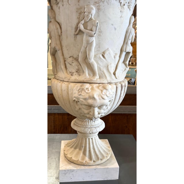 19th Century Antique Italian Marble Bacchanalian Urns Pair For Sale - Image 13 of 18