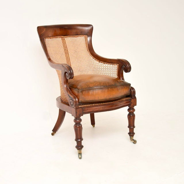 Antique William IV Cane and Leather Armchair, 1830s For Sale - Image 11 of 11