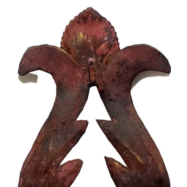 Monumental Mid-20th Century Spanish Revival Red Wrought Iron 5-Light Wall Sconce — 3 Feet Tall For Sale - Image 4 of 8
