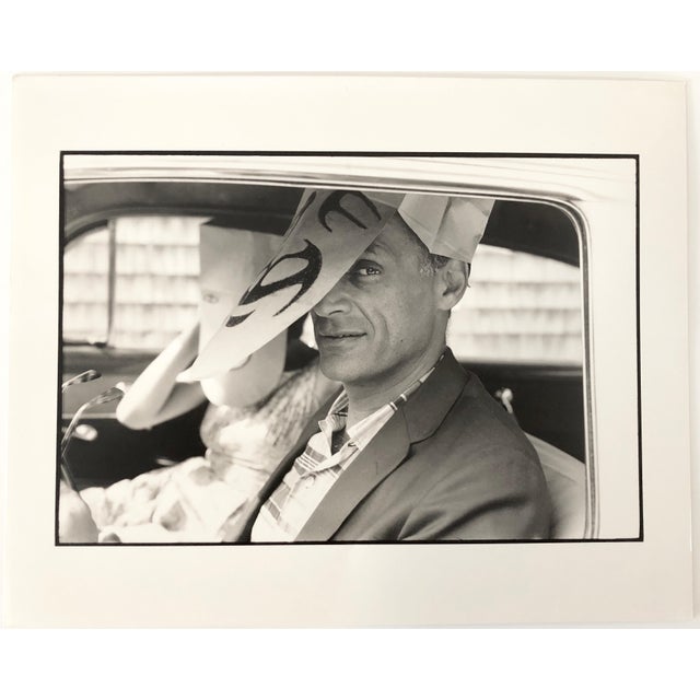 Inge Morath, Vintage Magnum Press Photograph Arthur Miller with Saul Steinberg Mask Photo, 1962 For Sale