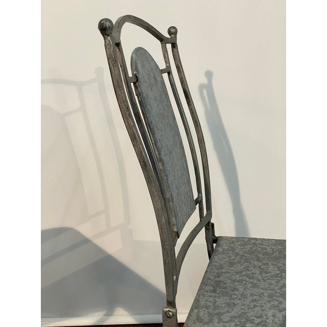 Wrought Iron and Galvanized Aluminum Folding Chairs For Sale - Image 12 of 15