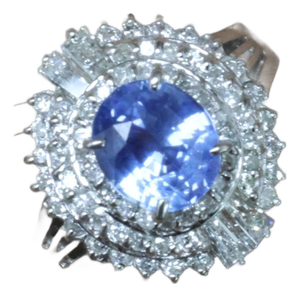 Late 20th Century Rare 2.09ct Gia Ceylon No Heat Sapphire & 0.69ct Diamond Platinum Ring Size 5.25