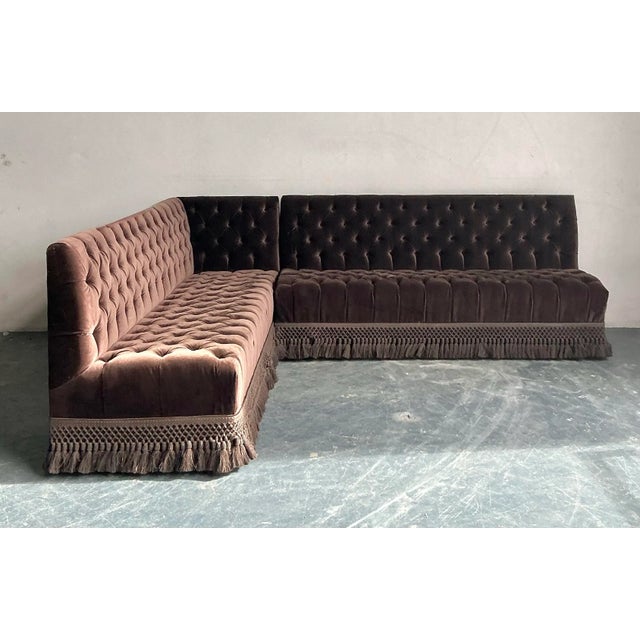 Vintage Boho Custom Schumacher Velvet Tufted Sectional For Sale In West Palm - Image 6 of 13