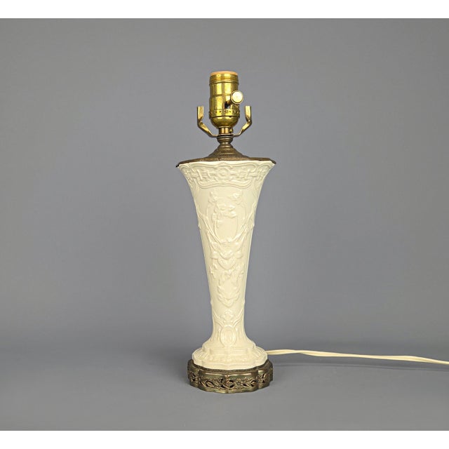 Shabby Chic Antique Wedgwood Ceramic and Bronze Lamp For Sale - Image 3 of 8