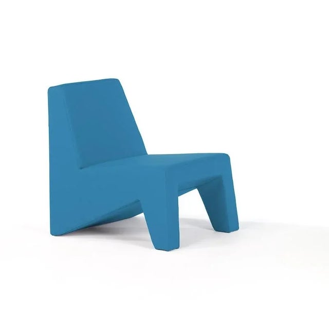 Contemporary Cubic Light Blue Chair by Moca For Sale - Image 3 of 3