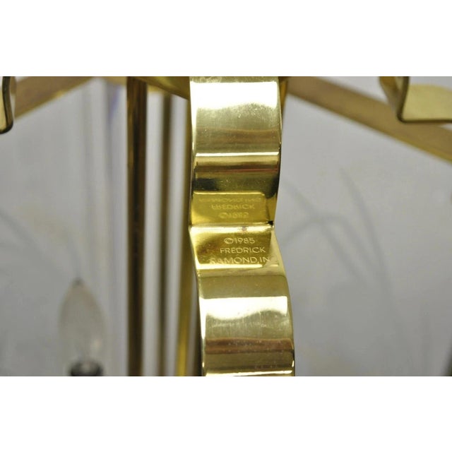 Vintage Fredrick Ramond Mid Century Modern Brass Lucite Glass Pendant Chandelier For Sale - Image 10 of 13