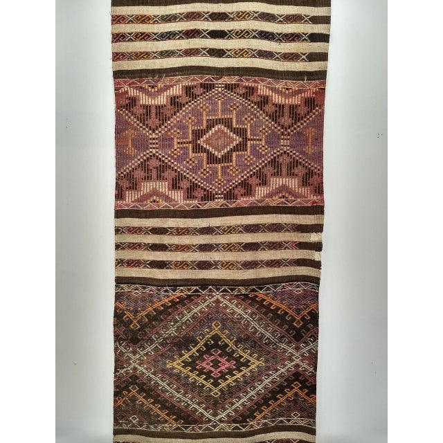 Moroccan Vintage Moroccan Tribal Kilim Runner, Handwoven Wool, Geometric Medallion Pattern, 3x13 For Sale - Image 3 of 8