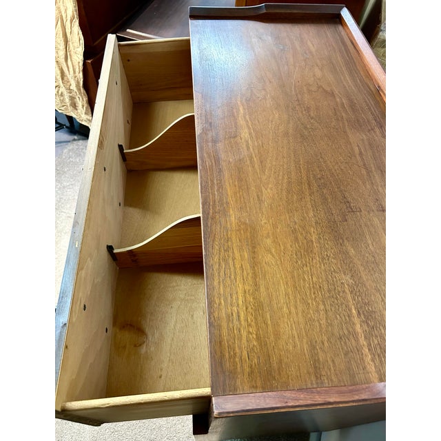 Wood Vintage Walnut Louver Drawer Tallboy For Sale - Image 7 of 7