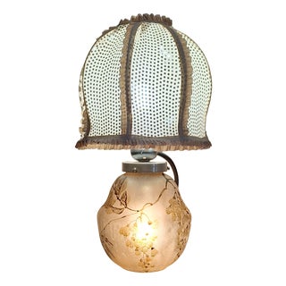 Mid-Century Belgian Table Lamp with Illuminated Painted Glass Base and Shade by T. De Klugger and Lamplove, 1950s For Sale