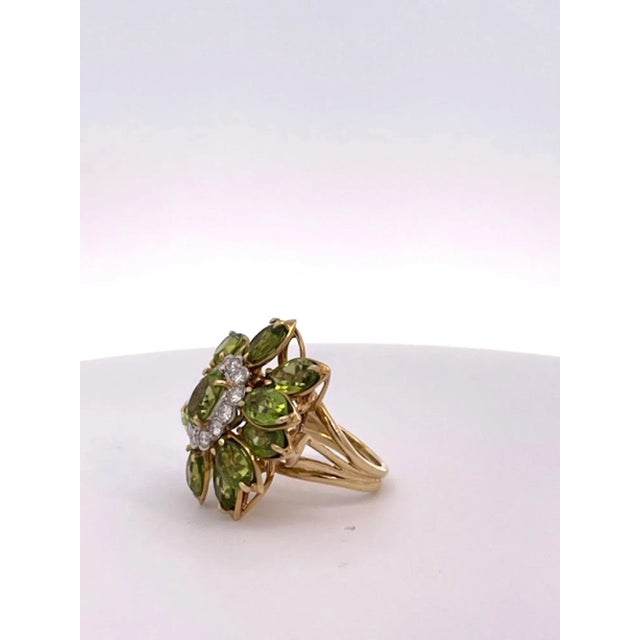 Metal Early 21st Century 14k Peridot Diamond Ring Size 4.5 For Sale - Image 7 of 8