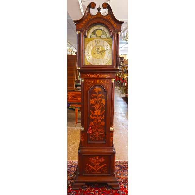 19th Century English Mahogany Inlaid Tall Case Grandfather Clock j.c Jennens For Sale - Image 4 of 17
