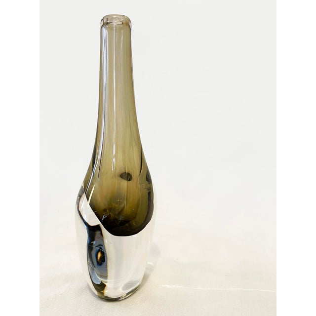 Glass Vintage Smoked Glass Vase by Nils Landberg for Orrefors Glassworks, Sweden, 1950s For Sale - Image 7 of 11