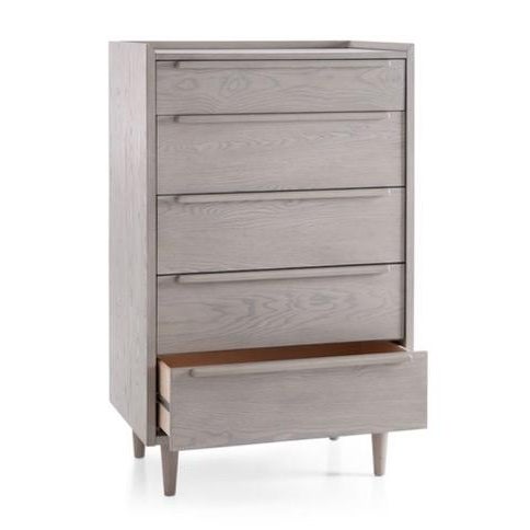 Tate Stone Grey Wood 5-Drawer Chest 1960s-inspired Tate collection recalls the timelessness of mid-century design with...