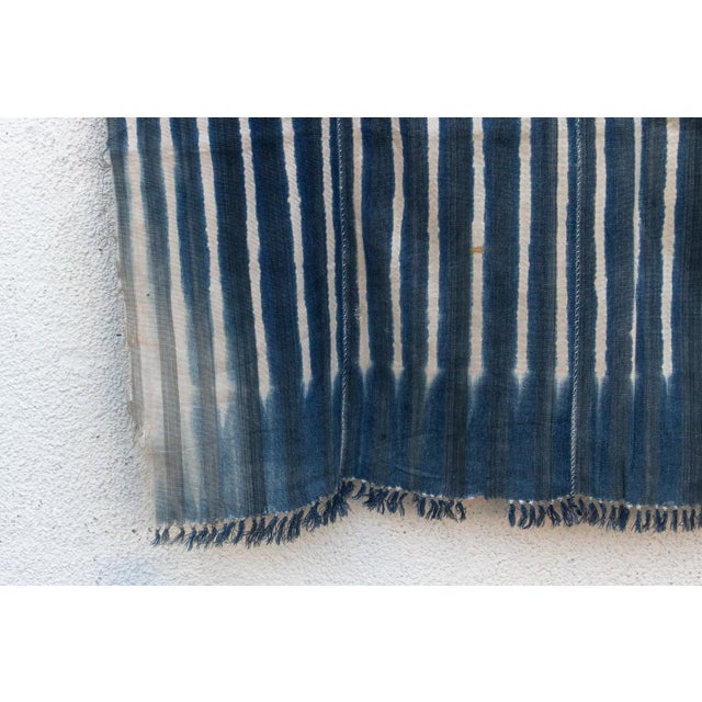 Vintage African Moss "Tenkodogo Stripe" Indigo Throw For Sale - Image 4 of 7