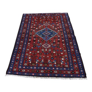 Vintage Persian Hamadan Wool Hand Knotted Oriental Rug For Sale