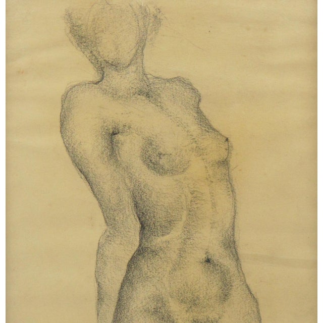 1930s Nude Female Pencil Study Drawing by Marie Louise Simard, 1934 For Sale - Image 5 of 13